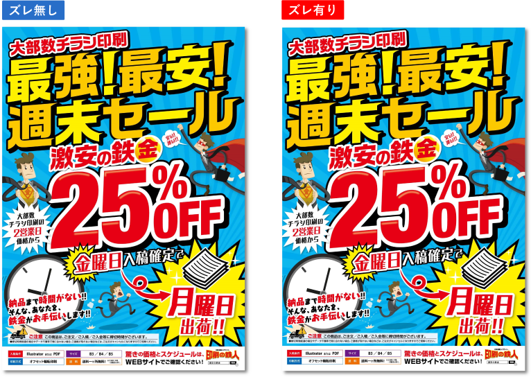 ズレなしとズレありのイメージ